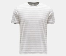 Rundhals-T-Shirt hellgrau/weiß gestreift