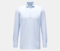 Jersey Longsleeve-Poloshirt 'Achille Orlando' Haifisch-Kragen hellblau/weiß gestreift