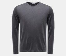 Feinstrick-Rundhalspullover 'The Ultimate Crew' anthrazit