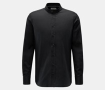 Casual Hemd 'Vintage Oxford' Grandad-Kragen schwarz