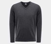 Kaschmirpullover mit V-Ausschnitt dunkelgrau