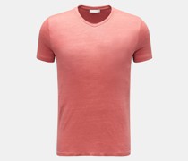 Leinen V-Neck T-Shirt 'Flynn' koralle