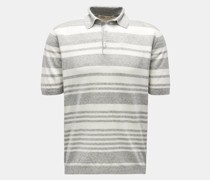 Leinen Kurzarm-Strickpolo 'Crazy Stripes' grau/creme gestreift