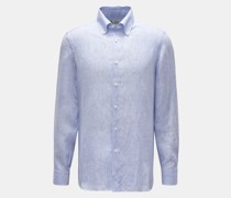 Leinenhemd 'Gable' Button-Down-Kragen blau/weiß gestreift