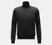 Merino Feinstrick-Rollkragenpullover dunkelbraun