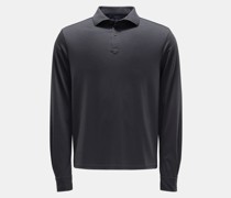 Merino Longsleeve-Poloshirt anthrazit