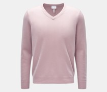 Kaschmirpullover mit V-Ausschnitt rosé