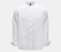 Leinenhemd 'Linen Guru Shirt' Grandad-Kragen weiß