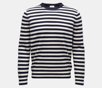 Rundhalspullover navy/creme gestreift