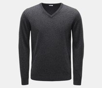Kaschmirpullover mit V-Ausschnitt dunkelgrau