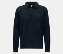 Frottee Longsleeve-Poloshirt navy