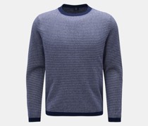 Cashmere Rundhalspullover 'Dean' navy/weiß gestreift