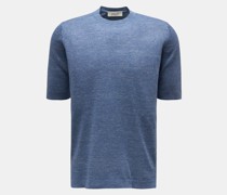 Feinstrick-Kurzarmpullover rauchblau