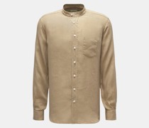 Leinenhemd 'Linen Collar Shirt' Grandad-Kragen khaki