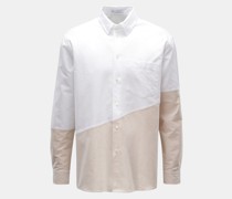Oxfordhemd Kent-Kragen weiß/beige