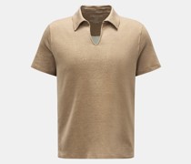 Leinen Jersey-Poloshirt hellbraun