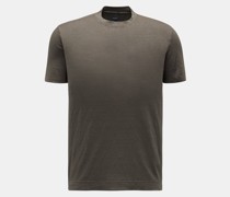 Leinen Rundhals-T-Shirt 'Extreme' dark olive meliert
