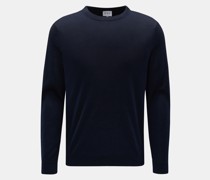 Feinstrick-Rundhalspullover navy
