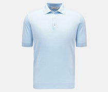 Kurzarm-Strickpolo hellblau