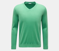 Feinstrick V-Ausschnitt-Pullover hellgrün