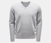 Kaschmirpullover mit V-Ausschnitt grau