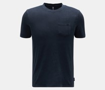 Leinen Rundhals-T-Shirt navy
