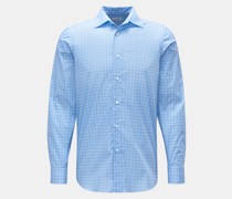 Chambray-Hemd schmaler Kragen hellblau/weiß