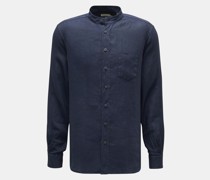 Leinenhemd 'Linen Collar Shirt' Grandad-Kragen navy