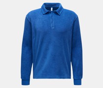 Frottee Longsleeve-Poloshirt blau