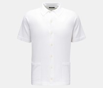 Kurzarm-Strickhemd 'Foggy Shirt' schmaler Kragen weiß