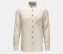 Leinenhemd 'Linen Collar Shirt' Grandad-Kragen beige