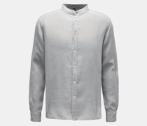 Leinenhemd 'Linen Guru' Grandad-Kragen grau