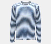 Leinen-Longsleeve blau/weiß gestreift