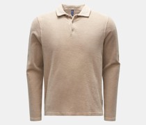 Frottee Longsleeve-Poloshirt beige