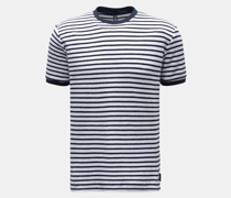 Frottee Rundhals-T-Shirt 'Terry Stripe Tee' navy/weiß gestreift