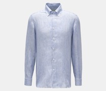 Leinenhemd 'Gable' Button-Down-Kragen dunkelblau/weiß gestreift