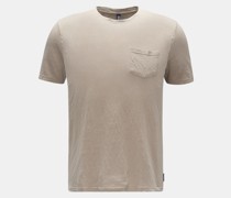 Leinen Rundhals-T-Shirt beige