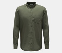 Casual Hemd 'Vintage Popeline Collar Shirt' Grandad-Kragen dunkelgrün