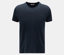 Leinen V-Neck T-Shirt 'Flynn' navy