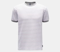 Frottee Rundhals-T-Shirt 'Terry Stripe Tee' grau/weiß gestreift