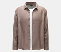 Twill-Overshirt braun meliert