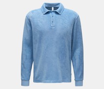 Frottee Longsleeve-Poloshirt hellblau