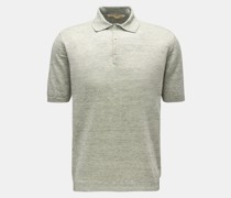 Leinen Kurzarm-Strickpolo graugrün