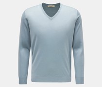 V-Ausschnitt-Pullover rauchblau