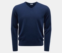 Kaschmirpullover mit V-Ausschnitt navy
