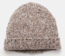 Wollmütze 'Handknit Hat' graubraun/beige