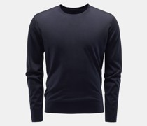 Feinstrick-Rundhalspullover dark navy