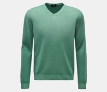 Feinstrick V-Ausschnitt-Pullover hellgrün