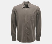 Seidenhemd 'Classic Shirt' schmaler Kragen graubraun