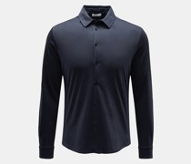 Jersey-Hemd 'Pius' schmaler Kragen dark navy